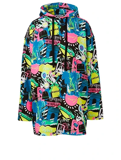 Cotton Oversized Hoodie Paris Print