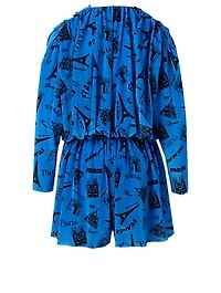 Velvet Romper Paris Print