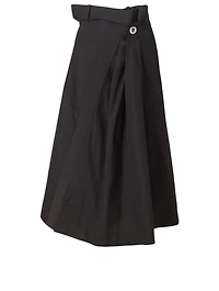 Cotton-Blend Asymmetric Midi Skirt