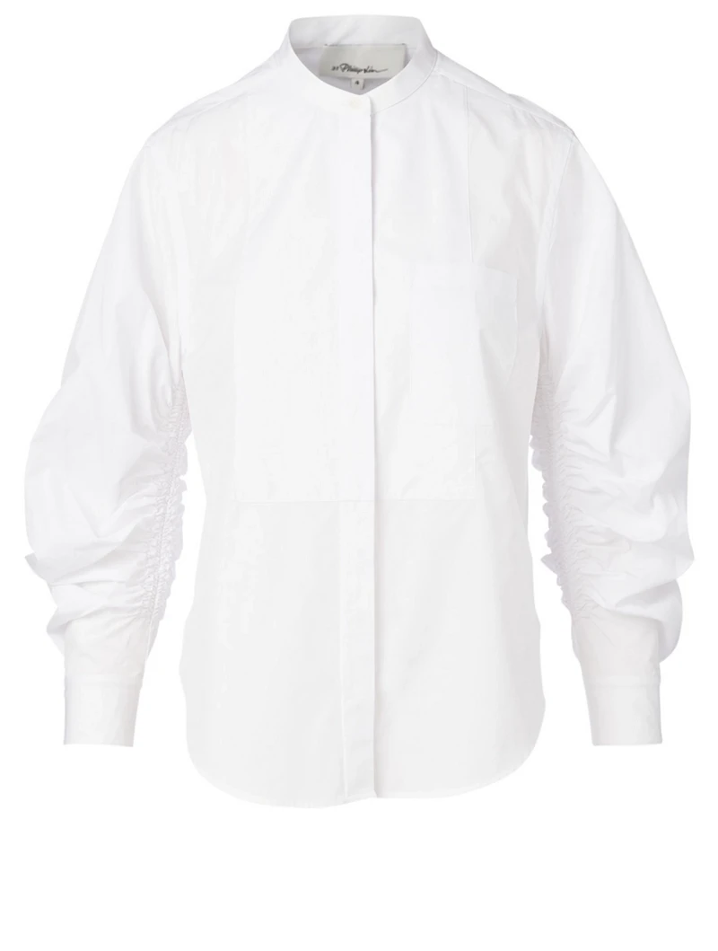 Cotton Shirt With Gathered Sleeves