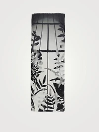 Cashmere And Silk Scarf In Leaf Print