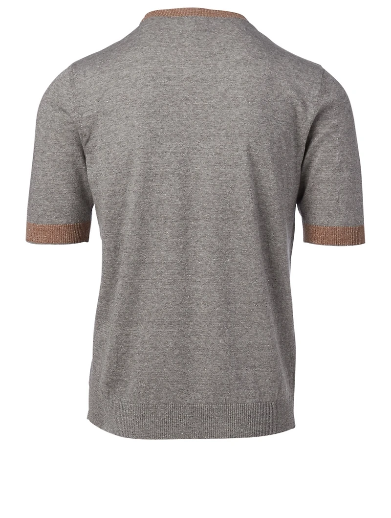 Linen And Cotton Crewneck T-Shirt