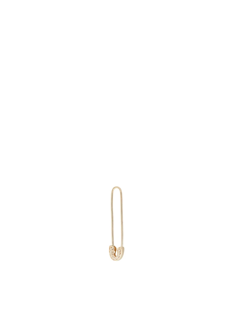 14K Safety Pin Right Earring With Diamonds