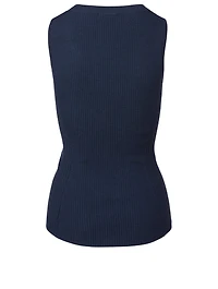 Wool Ribbed Knit Sleeveless Top