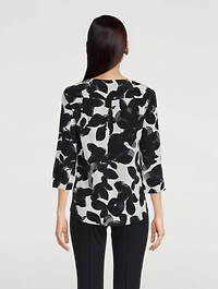 Silk Alice Three-Quarter Sleeve Top Magnolia Print