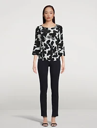 Silk Alice Three-Quarter Sleeve Top Magnolia Print