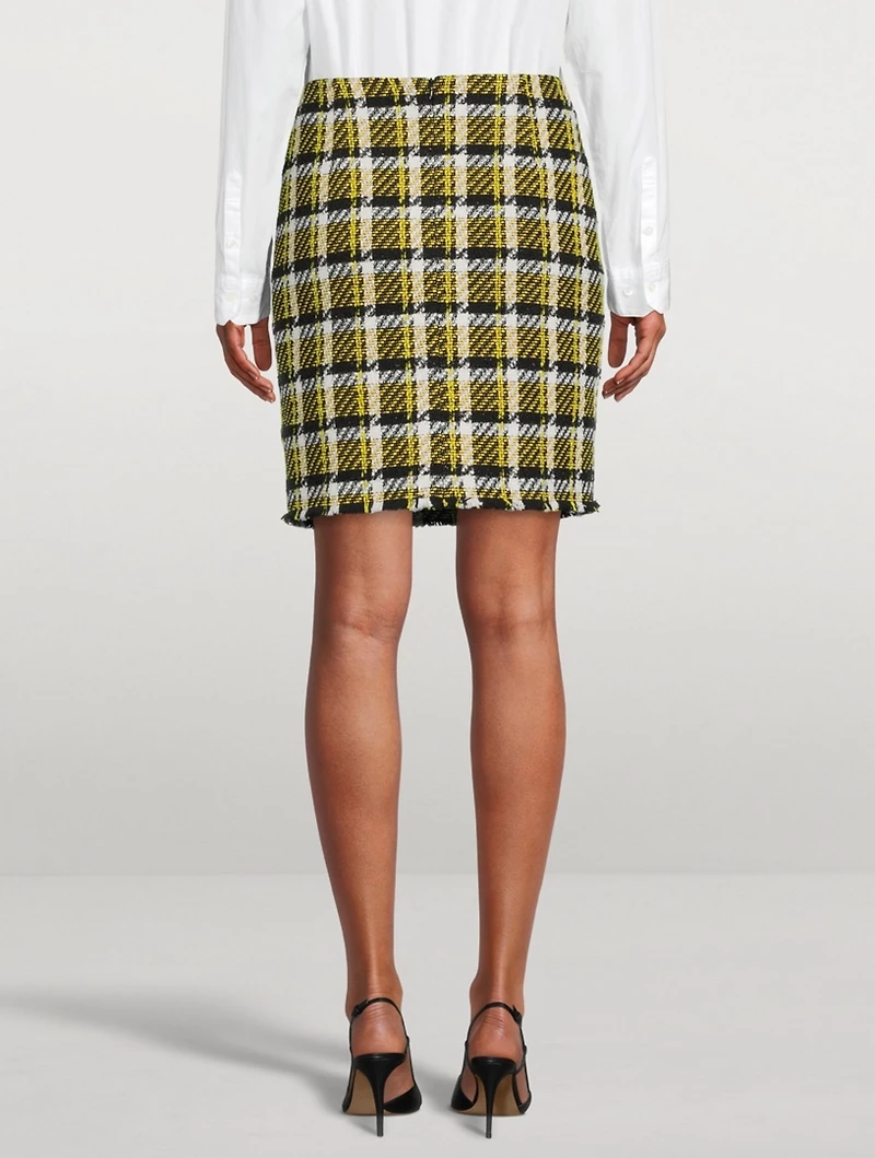 Tweed Mini Skirt Glen Check Print
