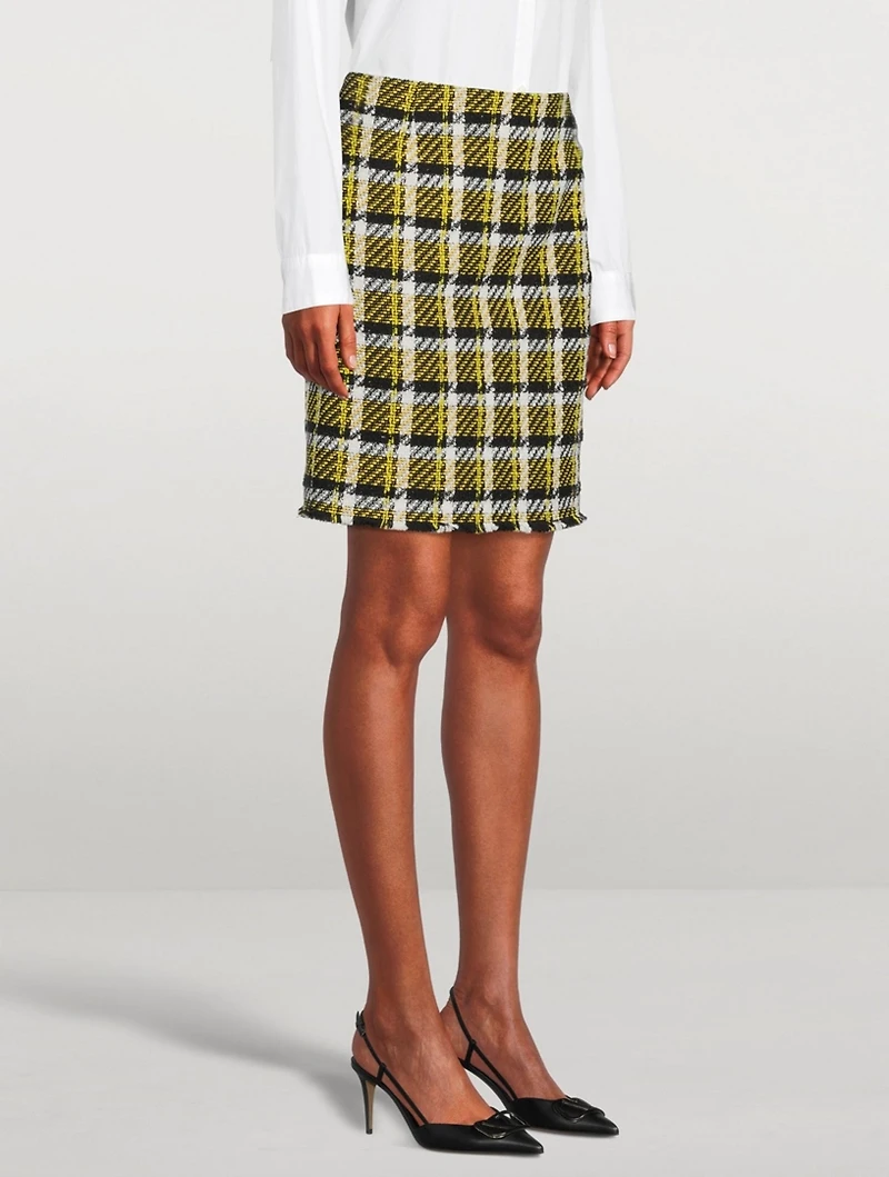 Tweed Mini Skirt Glen Check Print