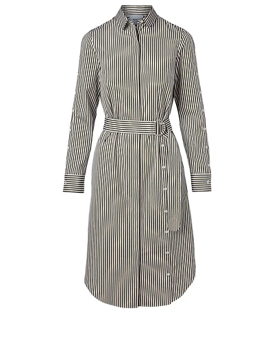 Cotton Belted Shirt Dress Striped Print
