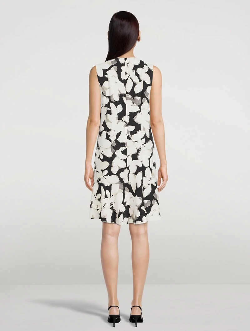 V-Neck Sleeveless Shift Dress Magnolia Print