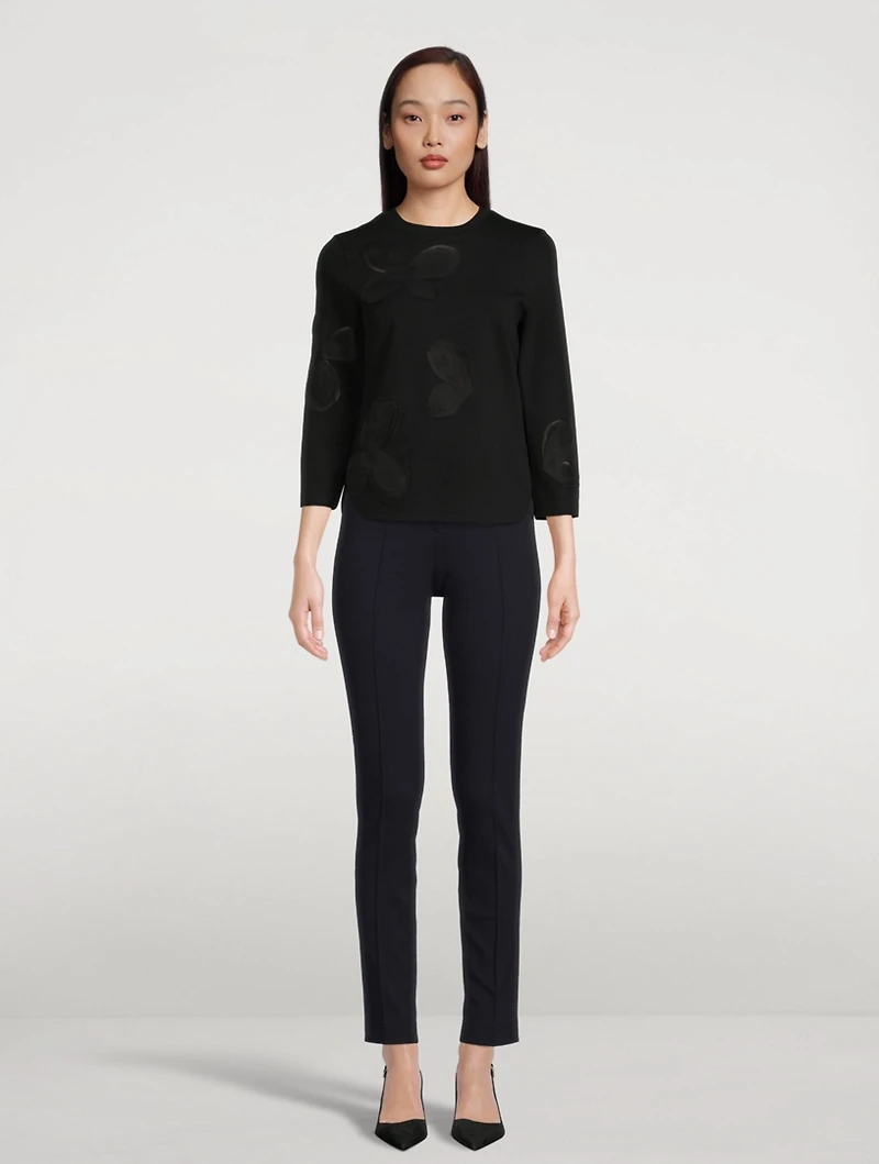Magnolia Appliqué Three-Quarter Sleeve Jersey Top