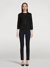 Magnolia Appliqué Three-Quarter Sleeve Jersey Top