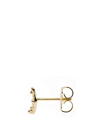 Aztec 14K Gold Moon Crescent Stud Earring With Diamonds