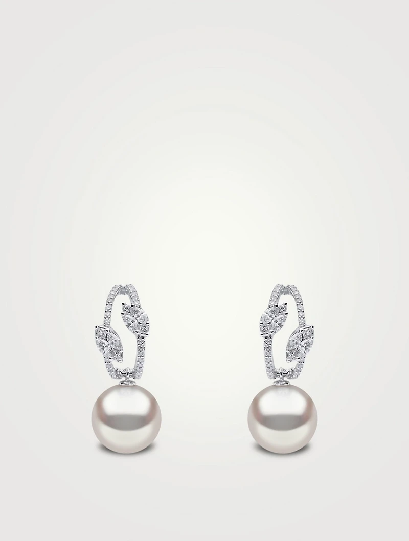 Starlight 18K White Gold South Sea Pearl Earrings With Diamonds