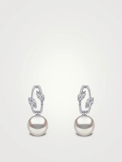 Starlight 18K White Gold South Sea Pearl Earrings With Diamonds