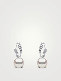 Starlight 18K White Gold South Sea Pearl Earrings With Diamonds