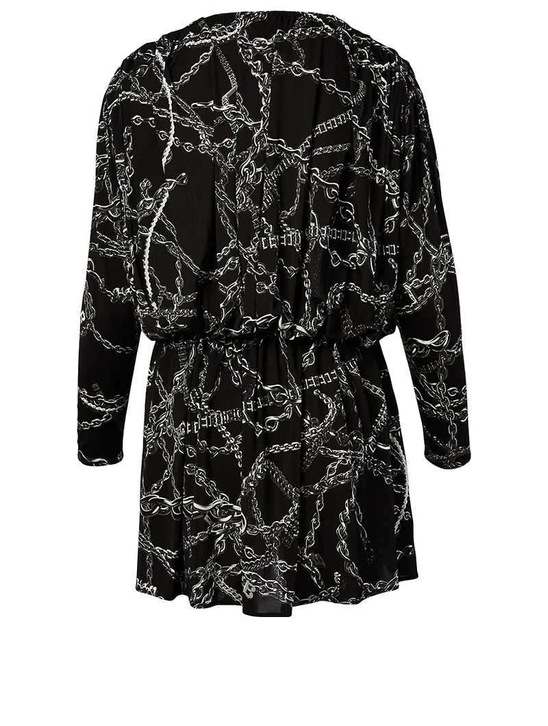 Twisted Mini Dress Chain Print
