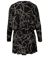 Twisted Mini Dress Chain Print