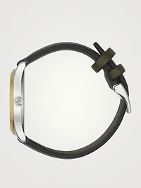 G-Timeless Stainless Steel Leather Strap Watch