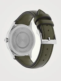 G-Timeless Stainless Steel Leather Strap Watch