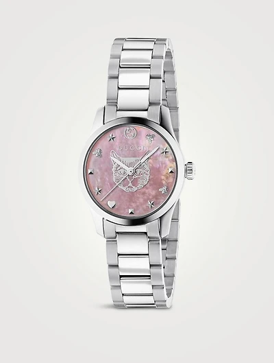 G-Timeless Feline Head Stainless Steel Bracelet Watch