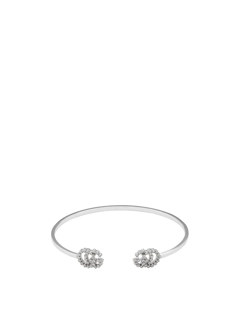 GG Running 18K White Gold Cuff With Diamonds
