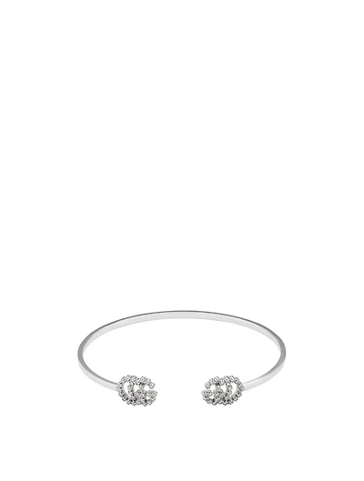 GG Running 18K White Gold Cuff With Diamonds