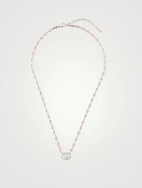 GG Running 18K White Gold Necklace With Pink Topaz