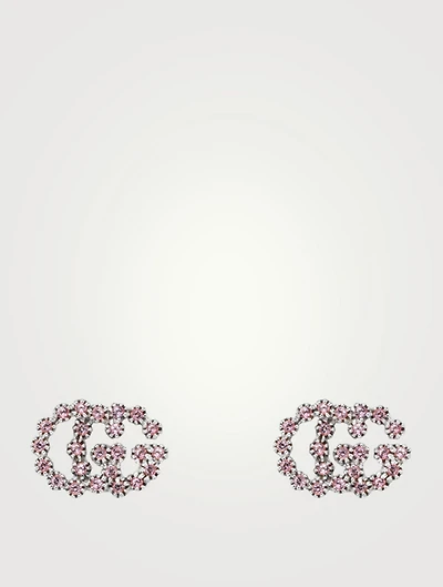GG Running 18K White Gold Earrings With Pink Topaz