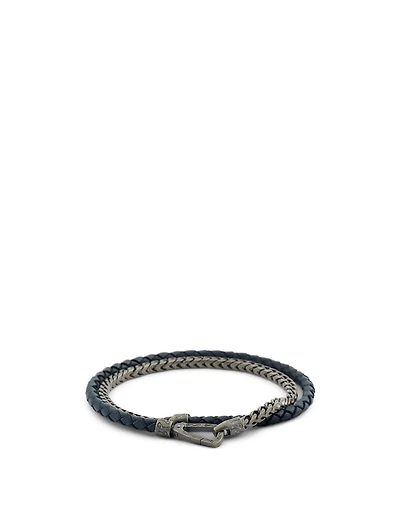 Lash Double Wrap Chain And Braided Leather Bracelet