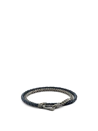 Lash Double Wrap Chain And Braided Leather Bracelet