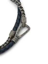 Lash Double Wrap Chain And Braided Leather Bracelet