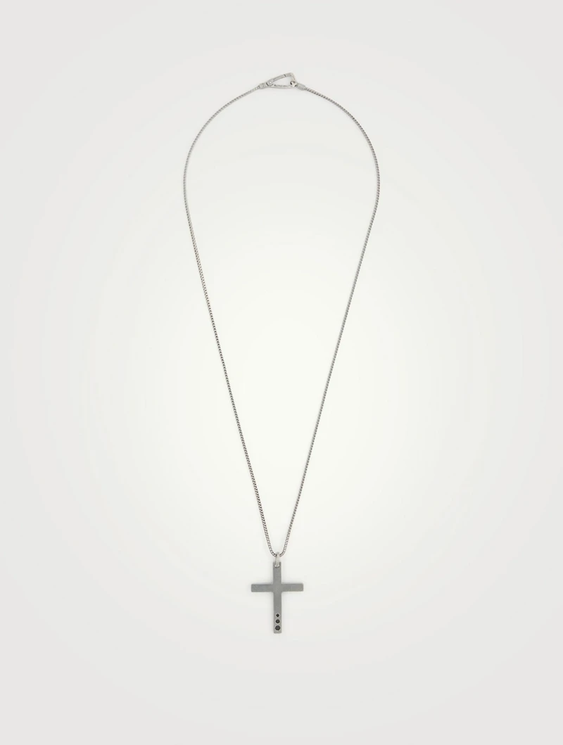 The Cross Oxidized Silver Thin Pendant Necklace