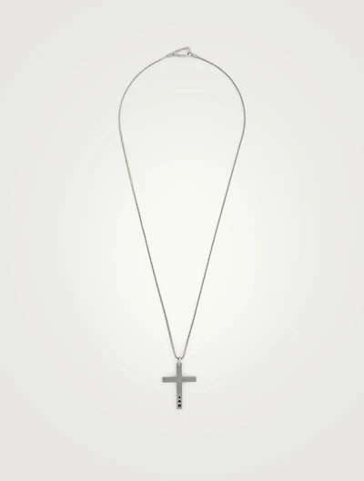 The Cross Oxidized Silver Thin Pendant Necklace