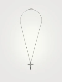 The Cross Oxidized Silver Thin Pendant Necklace