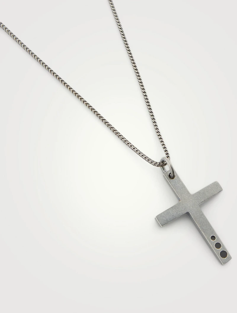 The Cross Oxidized Silver Thin Pendant Necklace