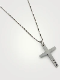 The Cross Oxidized Silver Thin Pendant Necklace