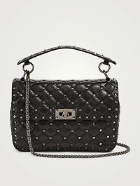 Medium Rockstud Spike Crinkled Leather Bag