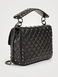 Medium Rockstud Spike Crinkled Leather Bag