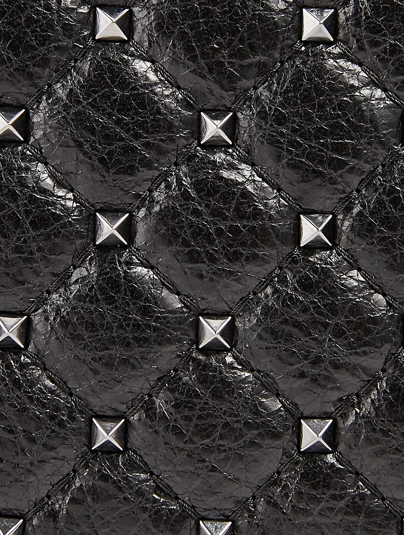 Medium Rockstud Spike Crinkled Leather Bag