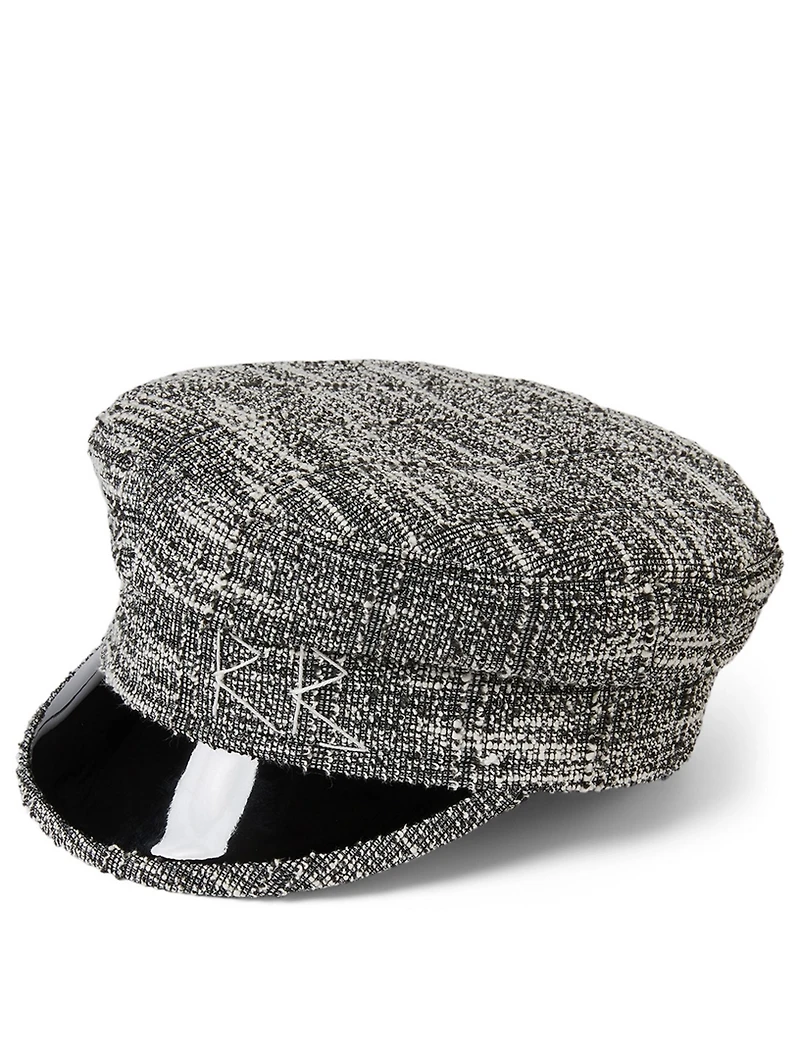 Checked Baker Boy Cap With Logo