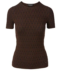 Silk And Wool Short-Sleeve Knit Top