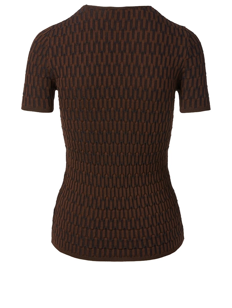 Silk And Wool Short-Sleeve Knit Top