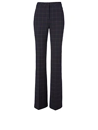 Wool Bootcut Pants Plaid Print