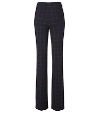 Wool Bootcut Pants Plaid Print