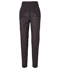 Wool High-Waisted Pants Striped Print