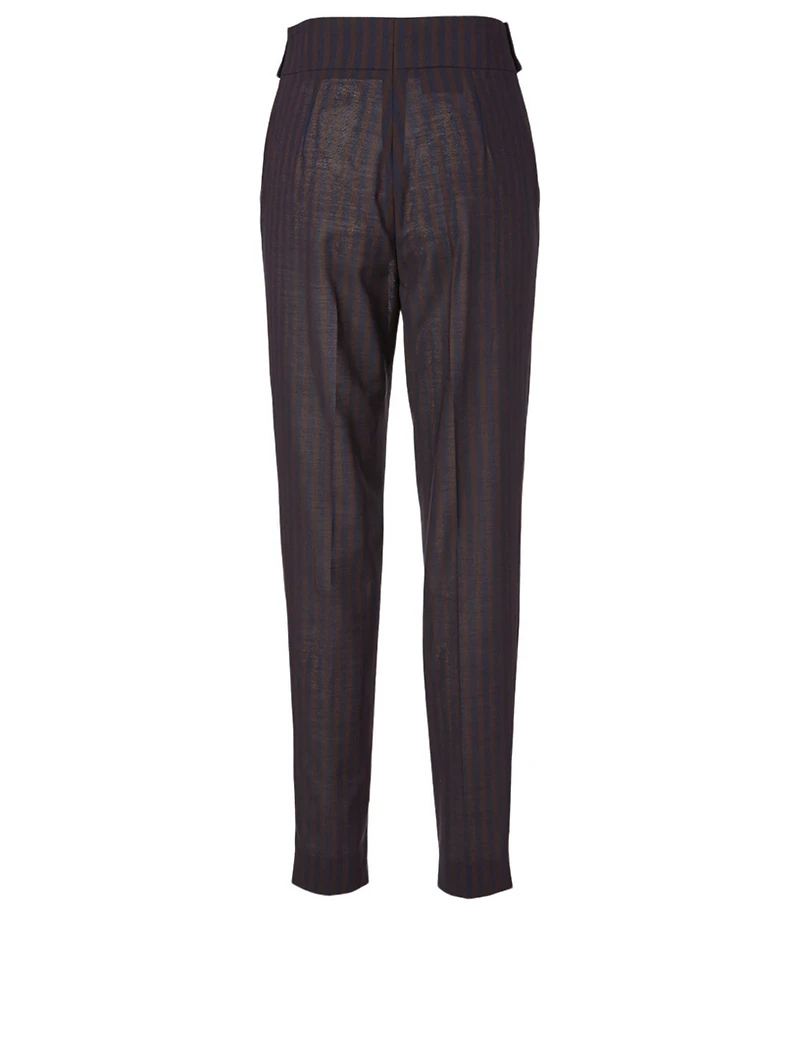 Wool High-Waisted Pants Striped Print