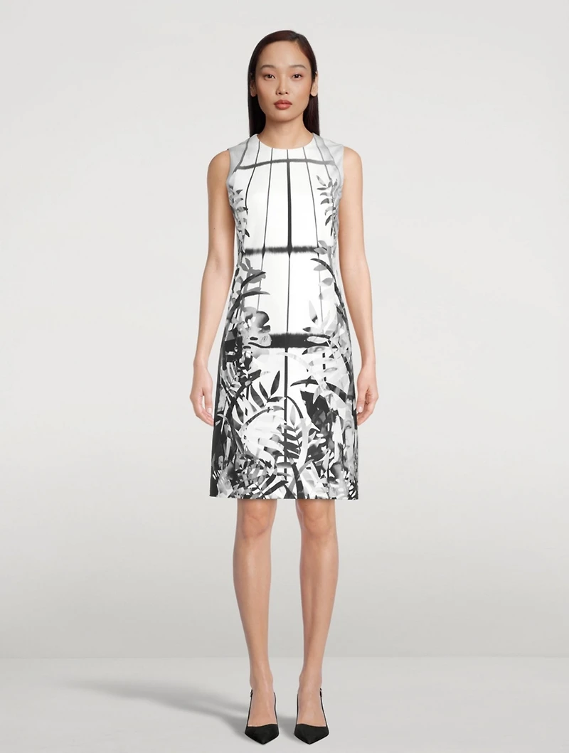 Sheath Dress Leaf Print