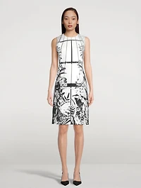 Sheath Dress Leaf Print