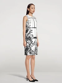 Sheath Dress Leaf Print
